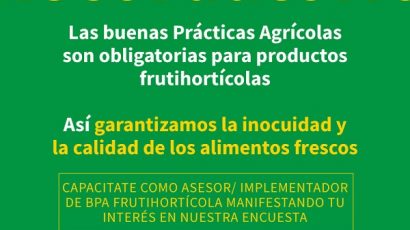 Buenas Prácticas Agrícolas: capacitate como implementador frutihortícola  
