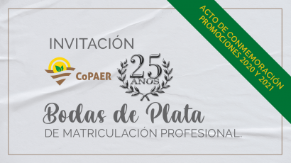 Invitación Bodas de Plata de Matriculación Profesional, Promociones 2020 y 2021